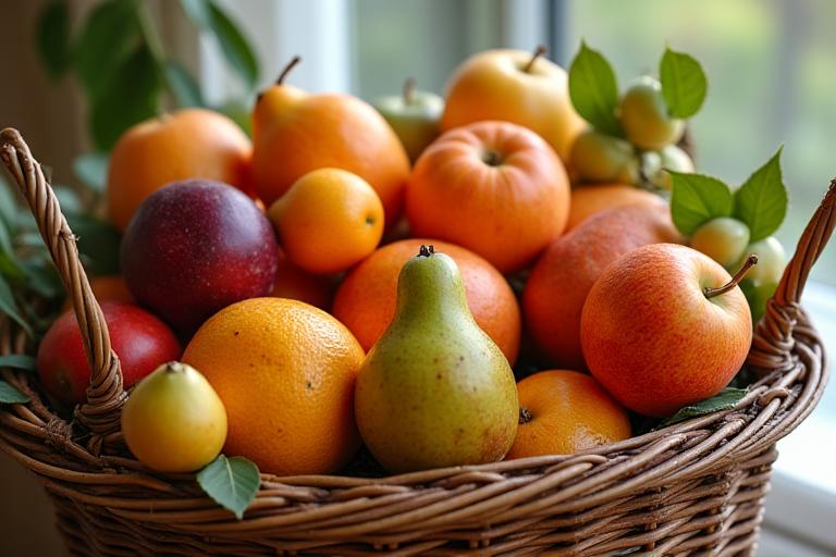 季節のフルーツを詰め合わせたバスケット